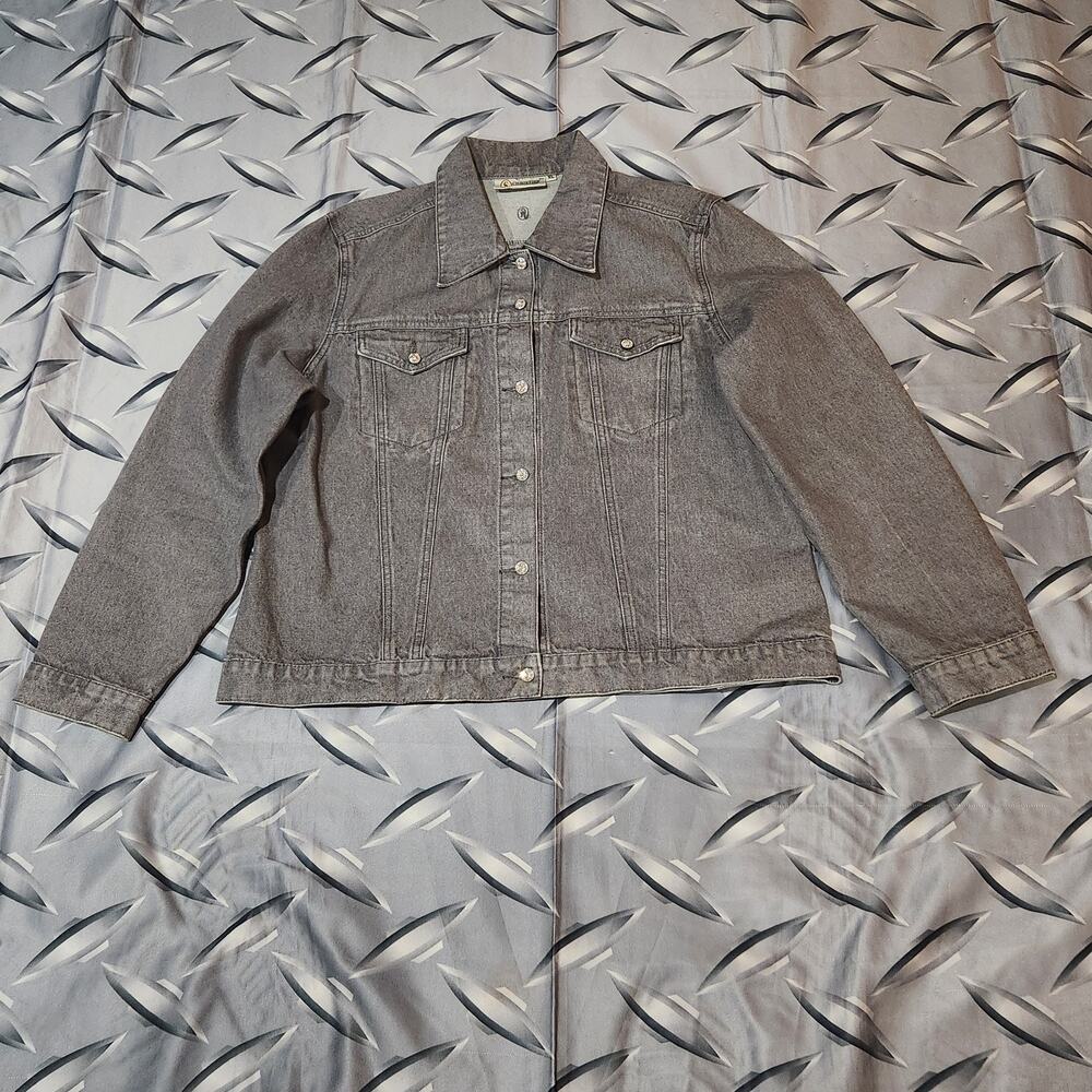 VTG Christine Alexander Denim Jacket Crystals Size XL Y2K Bling